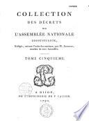 Collection des décrets de l'Assemblée Nationale législative