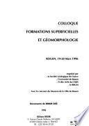 Colloque Formations Superficielles et Géomorphologie