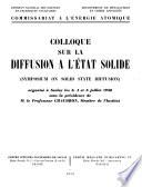 Colloque sur la diffusion à l'état solide