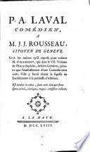 Comédien à M. J. J. Rousseau ...