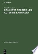 Comment décrire les actes de langage?
