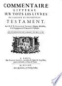 Commentaire Litteral Sur Tous Les Livres De L'Ancien Et Du Nouveau Testament