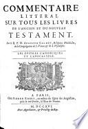 Commentaire Litteral Sur Tous Les Livres De L'Ancien Et Du Nouveau Testament