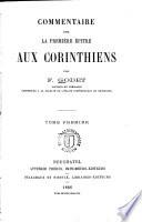 Commentaire sur la première épitre aux Corinthiens