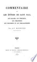 Commentaire sur les Epîtres de saint Paul aux Galates, aux Éphésiens, aux Philippiens, aux Colossiens et aux Thessaloniciens