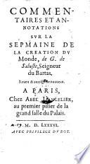 Commentaires et annotations sur la sepmaine de la creation du monde