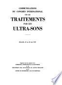 Communications du Congrès international sur les traitements par les ultra-sons
