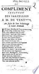 Compliment inesperé des sarcellois a M. de Vent***. Au sujet de leur pelerinage à Saint Médard