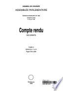 Compte rendu. Conseil de l'Europe : assemblée parlementaire : des débats