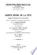 Compte rendu de la fête organisée le 8 novembre 1919, au Palais d'Orsay sous les auspices et la présidence effective de S. E. Nahoum Effendi... en l'honneur de M. le docteur Angel Pulido... et à l'occasion de la nomination dans l'ordre de la Légion d'honneur de M. F. Wiet
