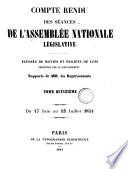 Compte rendu des séances de l'Assemblée nationale législative. 28 mai 1849 (-1 déc. 1851). [With] Table analytique ... du Compte rendu ... et des documents imprimés par ... ordre (de l'Assemblée).