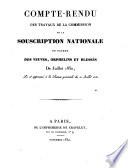 Compte-rendu des travaux de la Commission de la souscription nationale en faveur des veuves