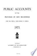 Comptes Publics de la Province Du Nouveau -Brunswick