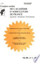 Comptes rendus de l'Académie d'agriculture de France