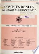 Comptes rendus de l'Académie des sciences