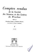 Comptes rendus de la Société des sciences et des lettres de Wroclaw