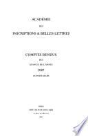 Comptes rendus des séances - Académie des inscriptions & belles-lettres