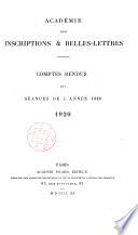 Comptes rendus des séances de l'année - Académie des inscriptions et belles-lettres