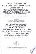 Comptes rendus du quatorzième conférence internationale de Mécanique des sols et des travaux de fondation, Hambourg, 6-12 septembre 1997