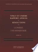 Conférence européenne des ministres des transports. Vingt et Unième Rapport Annuel et Résolutions du Conseil des Ministres