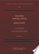 Conférence européenne des ministres des transports. Vingtième Rapport Annuel et Résolutions du Conseil des Ministres