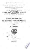 Congrès international des sciences ethnographiques, tenu à Paris du 15 au 18 juillet 1878