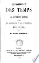 Connaissance des tems, à l'usage des astronomes et des navigateurs. An x de la république Française