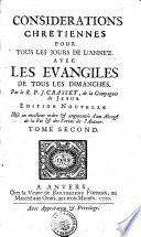 CONSIDERATIONS CHRETIENNES POUR TOUS LES JOURS DE L'ANNE'E