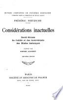 Considérations inactuelles