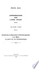 Considérations sur l'être vivant ...