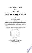 Considérations sur la législation pharmaceutique belge