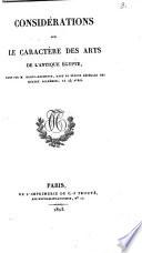 Considérations sur le caractère des arts de l'antiquité Egypte