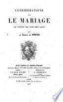 Considerations sur le mariage au point de vue des lois