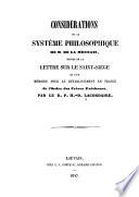 Considérations sur le système philosophique de M. De la Mennais