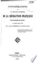 Considérations sur les principaux événements de la révolution française