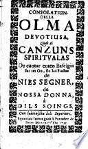 Consolaziun della olma devoziusa, quei ei canzuns spirituales de cantar enten baselgia sur tutt onn, etc