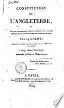Constitution de l'Angleterre, ou Etat du gouvernement anglais ... par De Lolme