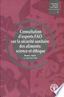 Consultation D'Experts Fao Sur la Securite Sanitaire Des Aliments