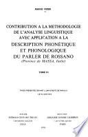 Contribution à la méthodologie de l'analyse linguistique