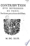Contribution d'un bourgeois de Paris, pour sa cotte-part au secours de sa patrie