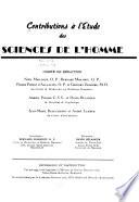 Contributions à l'étude des sciences de l'homme