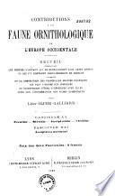 Contributions à la faune ornithologique de l'Europe occidentale