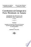 Contributions a la geologie de la partie meridionale de sumatra