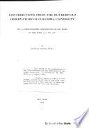 Contributions from the Rutherfurd Observatory of Columbia University