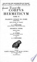 Corpus Hermeticum: Fragments extraits de Stobée, XXIII-XXIX