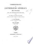 Correspondance des contrôleurs généraux des finances avec les intendants des provinces