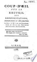 Coup-d'oeuil sur le receuil des représentations ...