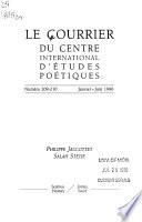 Courrier du centre international d'études poétiques