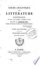Cours analytique de littérature générale tel qu'il a été professé a l'Athénée de Paris