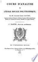 Cours d'Analyse de l'Ecole Royale Polytechnique